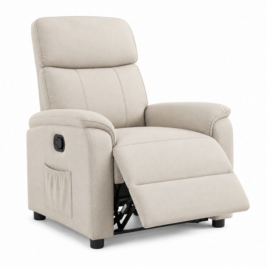 Fauteuil relax manuel inclinable beige en polyester 89 x 94 x 102 cm