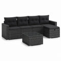 Salon de jardin d'angle 5 pièces noir en résine tressée PE avec coussins 238 x 130 x 63 cm