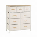 Commode à 9 tiroirs beige en polyester et acier rectangulaire 80 x 30 x 100 cm