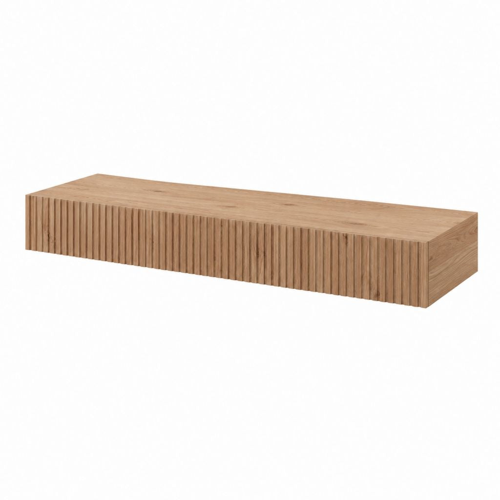 Étagère murale rectangulaire chêne clair en MDF plaqué chêne 160 x 30 x 30 cm