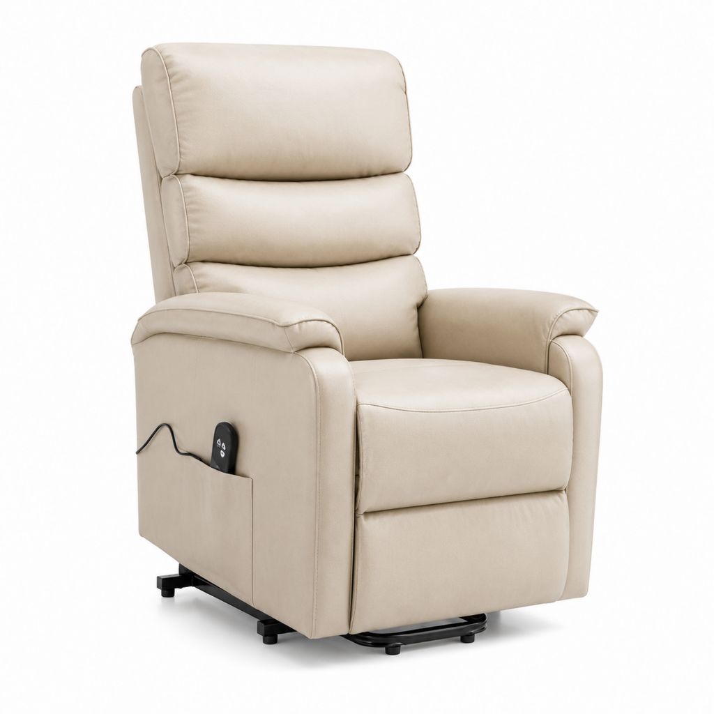 Fauteuil relax électrique inclinable beige en cuir synthétique PU 83 x 92 x 104 cm
