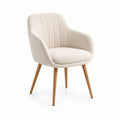 Fauteuil de salon enveloppant écru en polyester bouclé pieds en hévéa massif 61 x 61 x 78 cm