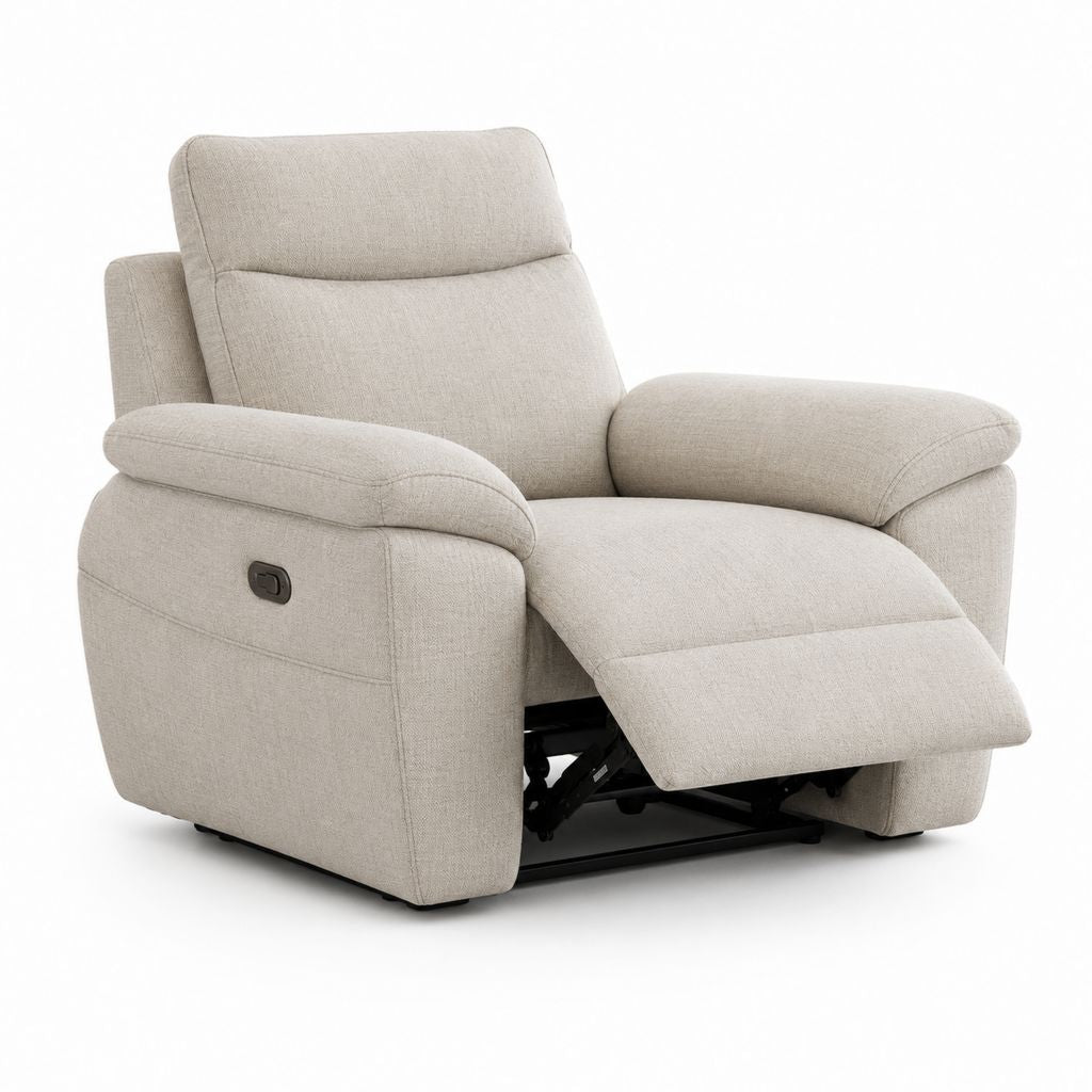 Fauteuil relax inclinable manuel beige en polyester 94 x 99 x 103 cm